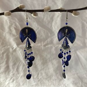 Boho chic Blue and Silver Earrings